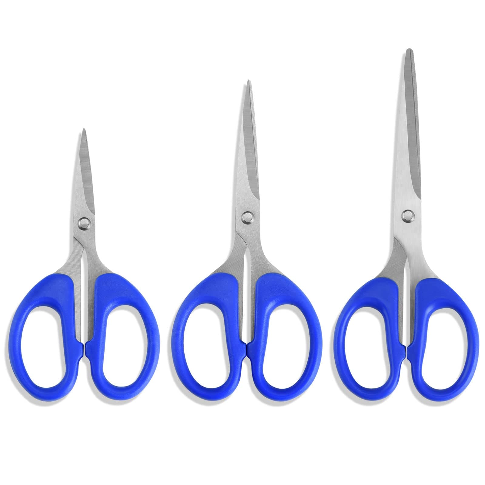 ATO-DJCX 4.7" 5.5" 6.3" Small Scissors for School, Stainless Steel Sturdy Sharp Shears Scissors for Office Student Children Home Sewing Craft Supplies Blue 3 Pack