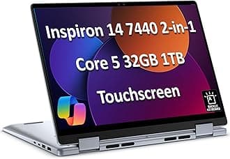 Dell Inspiron 14 7440 2-in-1 Laptop (14" FHD+ Touchscreen, Intel Core 5 120U (> i7-1355U), 32GB DDR5, 1TB SSD), for Creator, Designer, 10-Hr Long Battery Life, Backlit, Win 11 Pro w/ AI Copilot