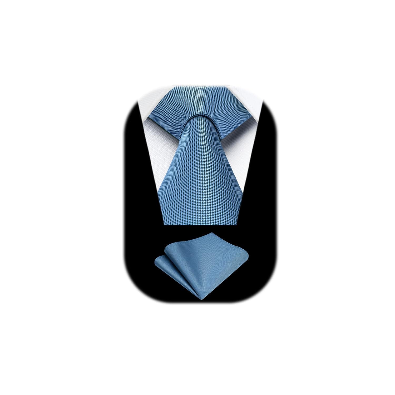 EnlisionMen's Solid Tie and Pocket Square Set Classic Wedding Ties for Men Formal Business Ties Handkerchief Gift