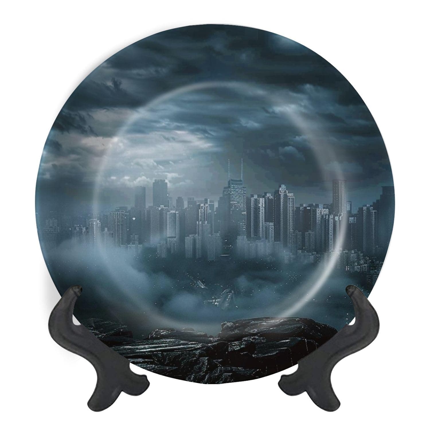 Decorative Plates for Display View Modern Dark Mist Gift Plates Ceramic Collections Plates Hanging Artwork for Living Dining Room Kitchen Souvenir