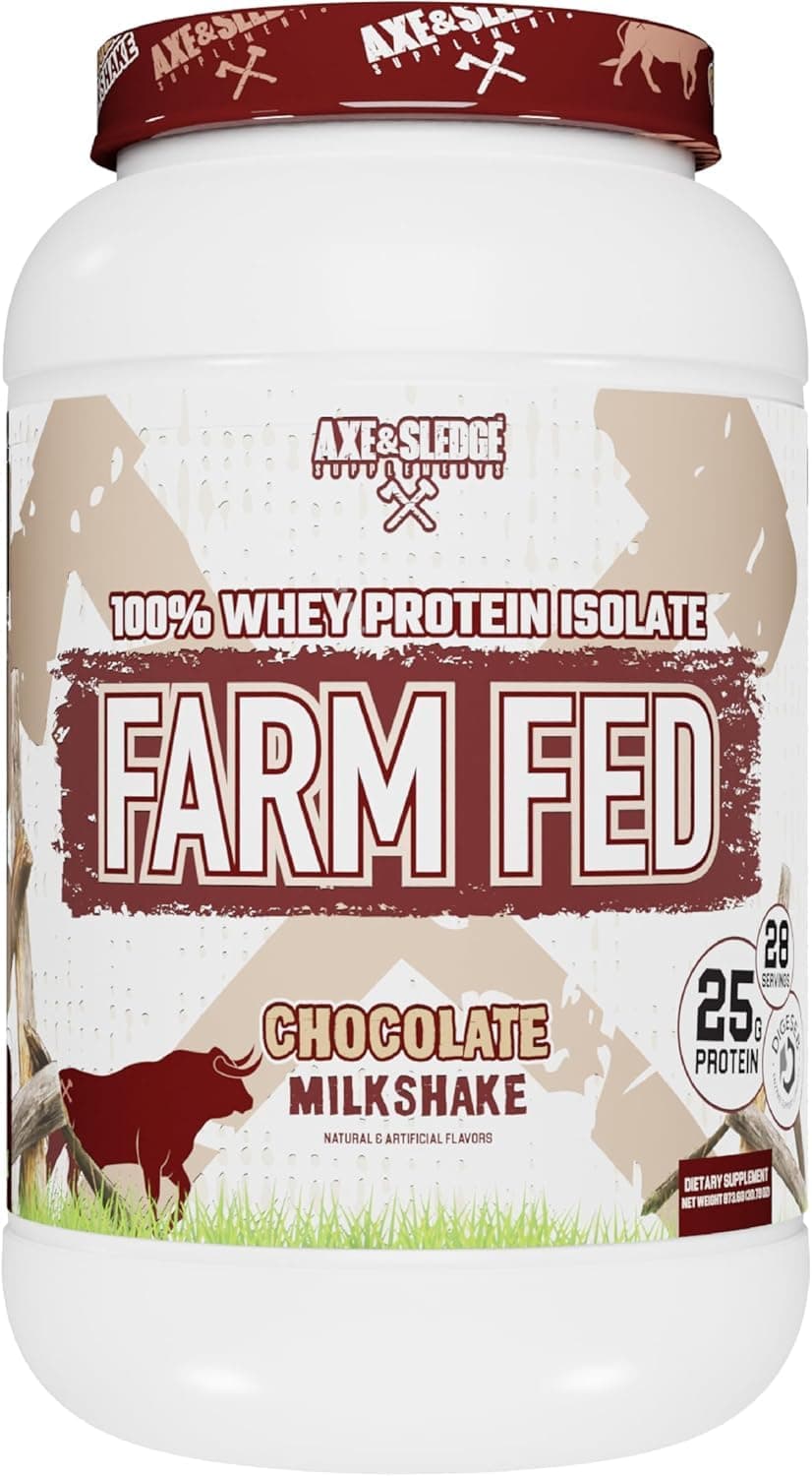 Farm Fed 100% Whey Protein Isolate | 25g Protein | Low Carb, Low Sugar, Gluten Free | Protein Powder for Men and Women | Keto | Made in the USA | 28 Servings, Chocolate Milkshake
