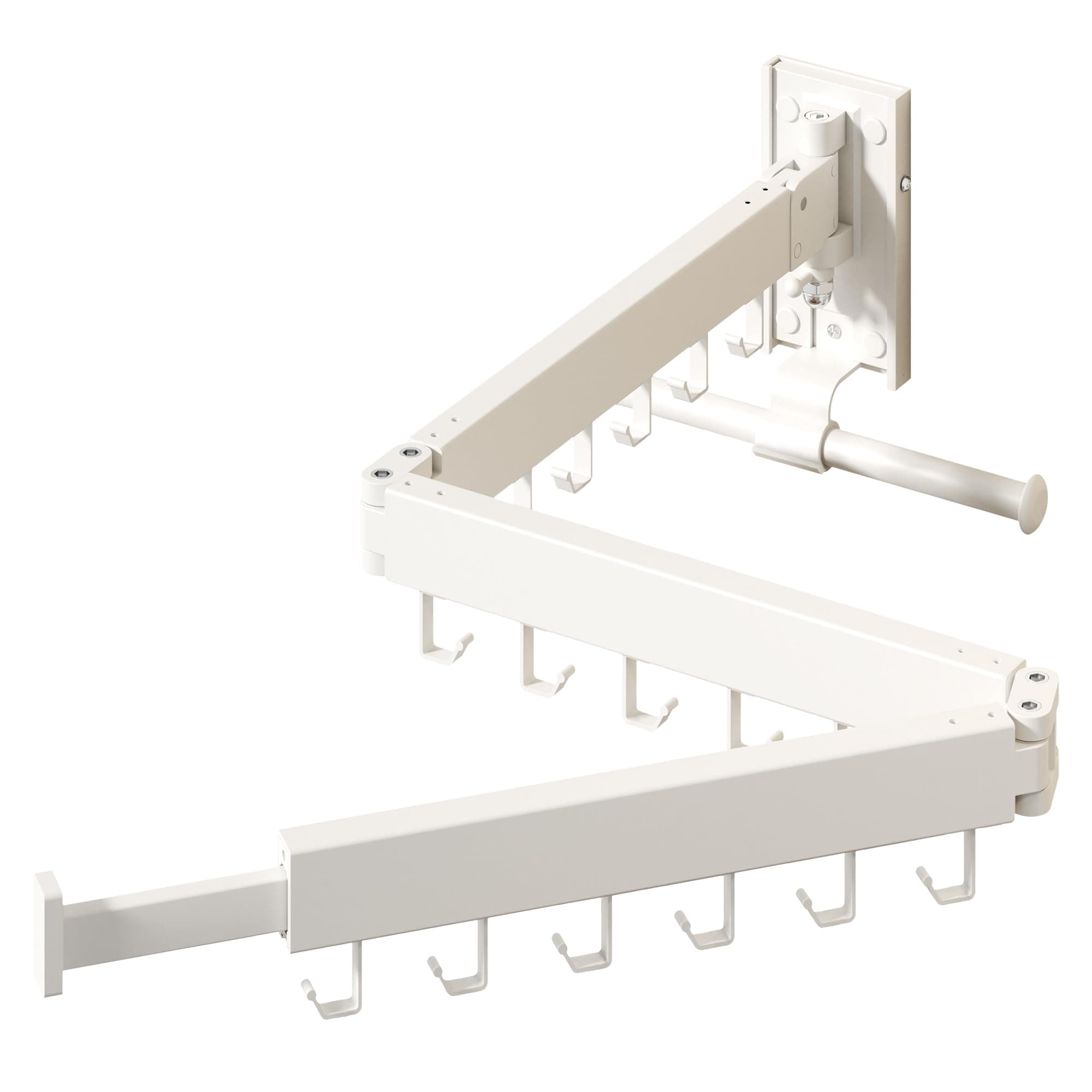 HEILAIYI Wall Mounted Clothes Hanger,Clothes Drying Rack,Laundry Drying Rack,Clothes Rack Wall Mount,Drying Rack Clothing,Retractable,Collapsible,can Fold Upward & Left & Right (Upgrade-White)