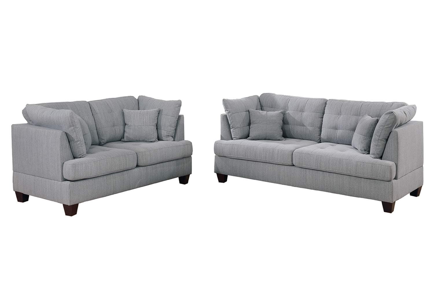 Bobkona Poundex Liana 2-Pcs Sofa Set, Grey