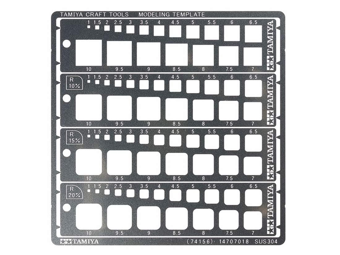 TAMIYAModeling Square Stencil 1-10 mm (4) PE, Model Making, Accessories