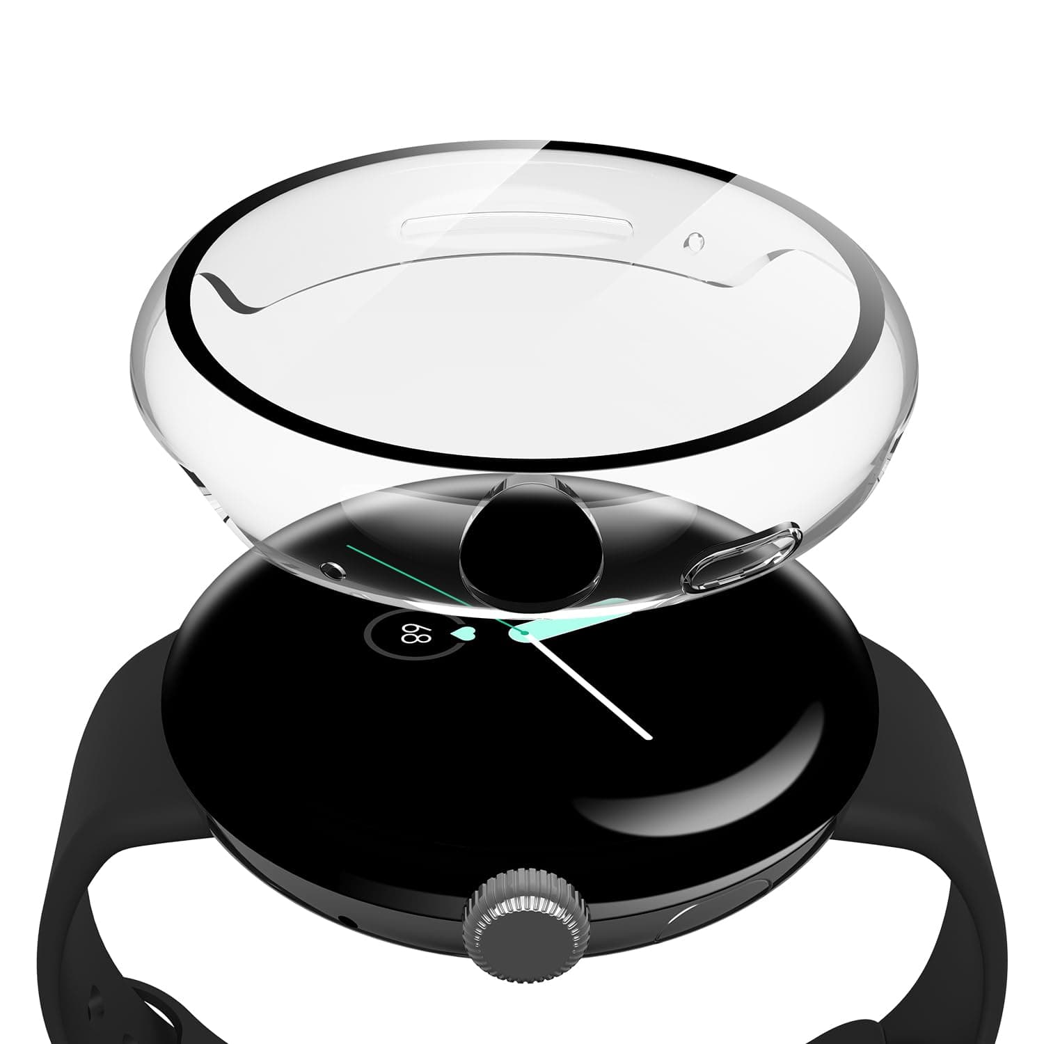 Misxi 2 Pack Hard PC Case with Screen Protector Compatible with Google Pixel Watch 2 (2023) / Pixel Watch 41mm, High Sensitivity Lightweight Anti-Fall Cover, Transparent