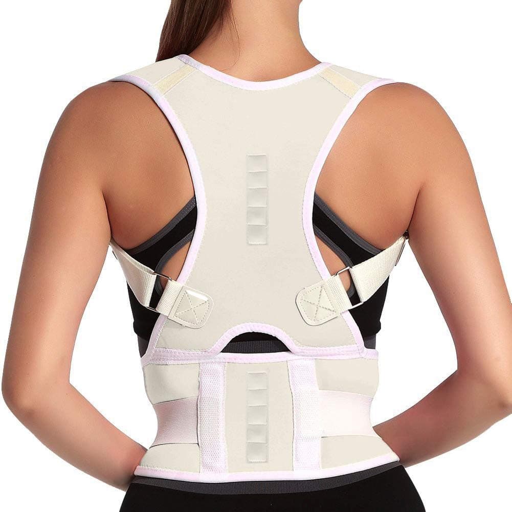SZKANI Magnetic Back Braces for Back Pain - Adjustable Posture Corrector for Men & Women - 2 Steel Bone Provides Lumbar Support - Corrective Posture & Relieve Fatigue