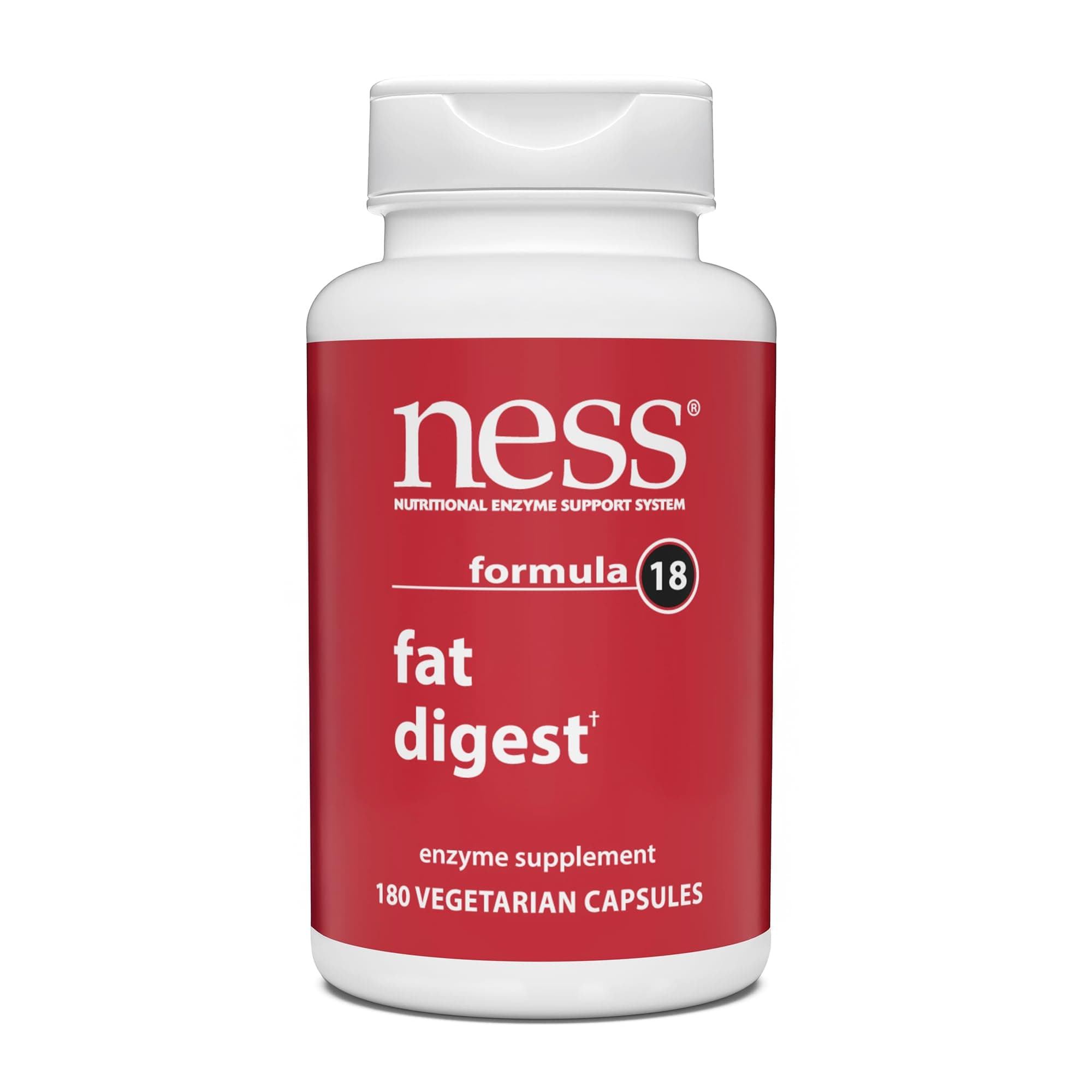 Ness® Fat Digest | Multi-Enzyme Digestive Enzyme Supplement | Supports Fat Digestion | Lipase Enzyme Blend | 180 Vegetarian Capsules