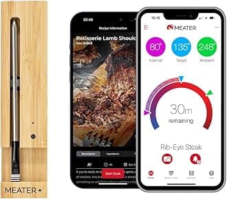MEATER Plus: Smart Bluetooth Wireless Meat Thermometer Digital | BBQ, Grill, Oven, Smoker, Air Fryer, Kitchen | Perfect for Steak, Chicken, Turkey, and More | Delicious Recipes in App