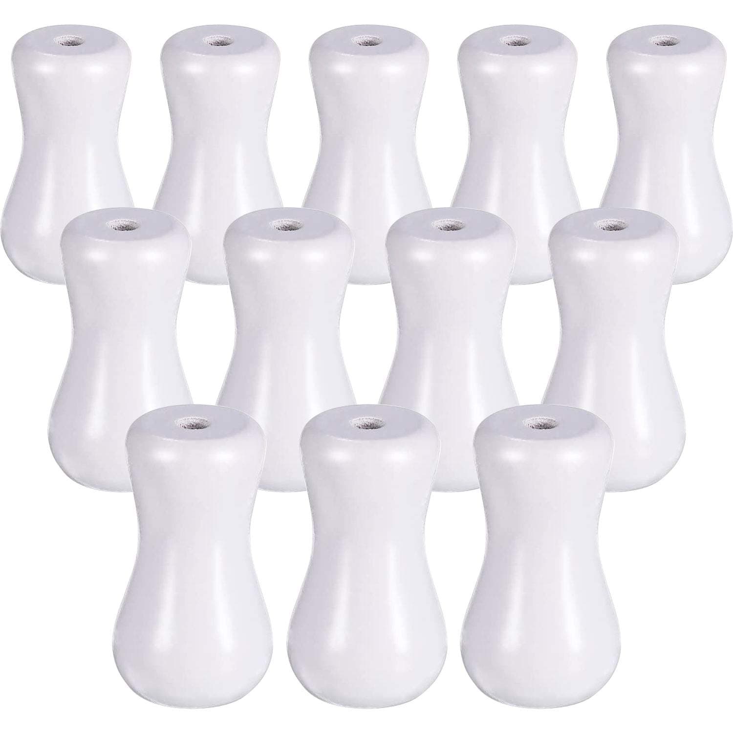 Boao 12 Pieces White Blind Pull Cord Knobs 1.26" x 0.75" Wood Tassels Window Blinds Wooden Cord Tassels Hanging Ball Pulls for Curtain Craft