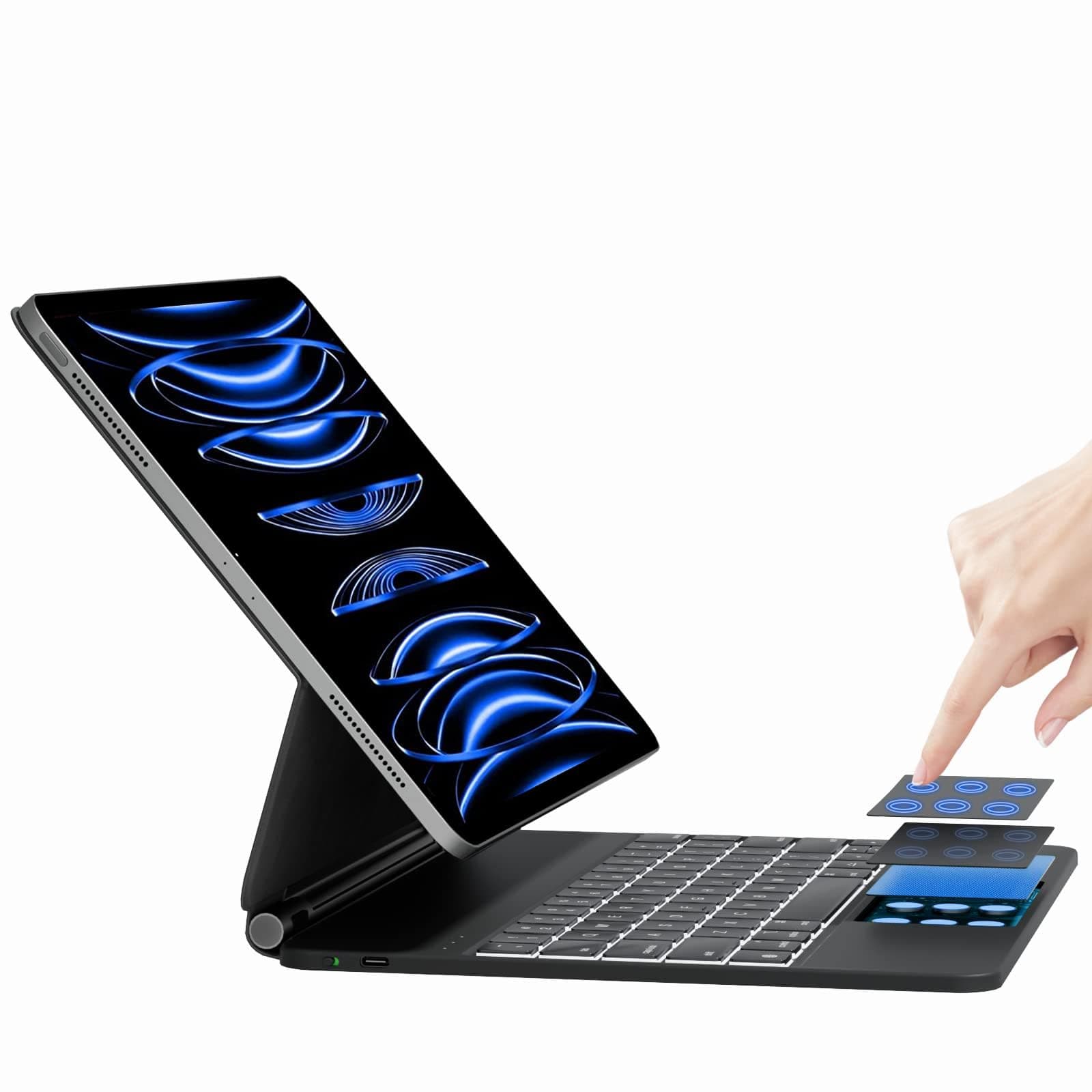 HOUMagnetic Floating Keyboard Case for iPad Pro 12.9 (6th Generation 2022), Slim Keyboard Cover with Multi-Touch, Soft White Backlight for iPad Pro 12.9 5th (2021), 4th (2020) Gen (Black)