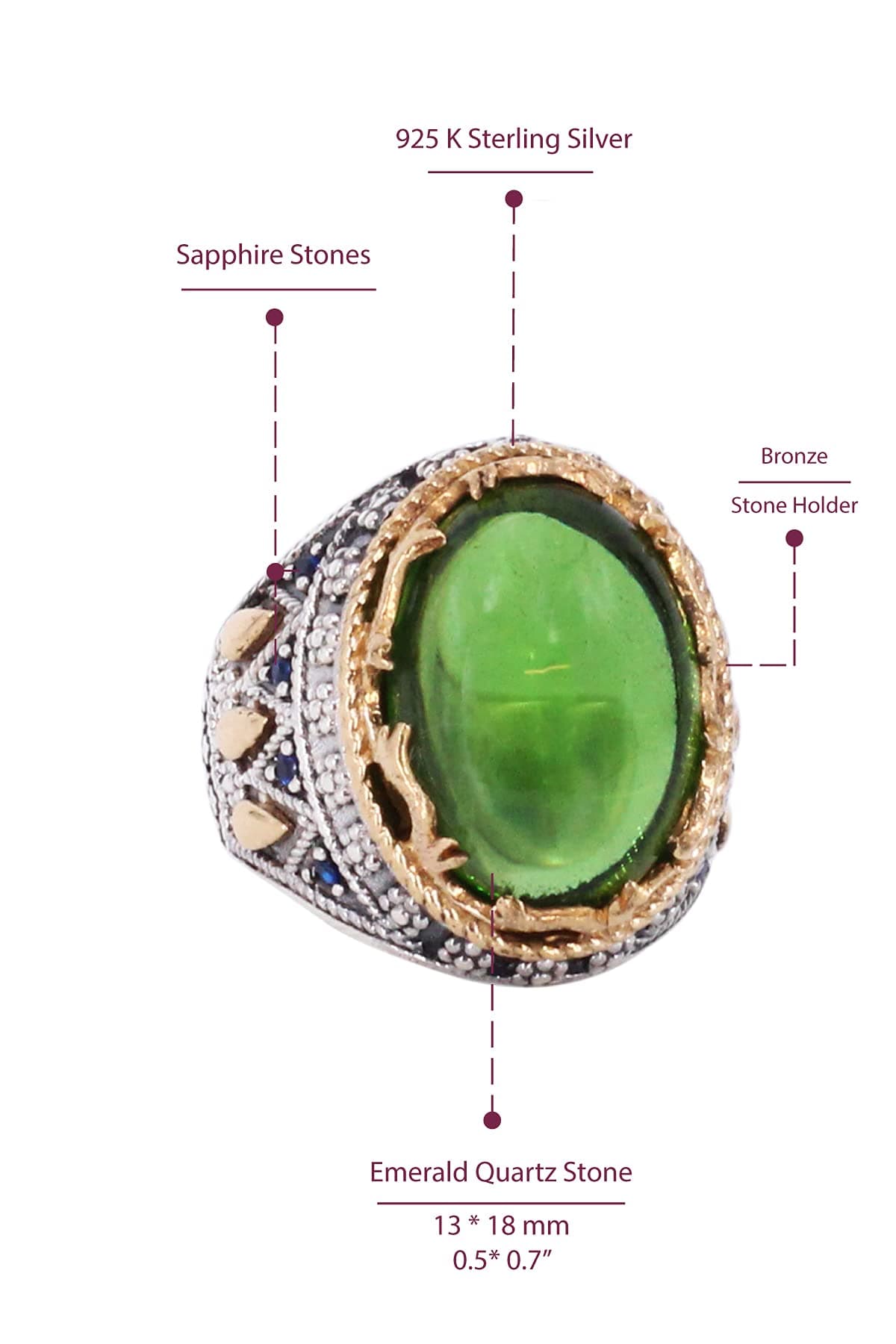 Unique Inlaid 925 Sterling Silver Mens Ring