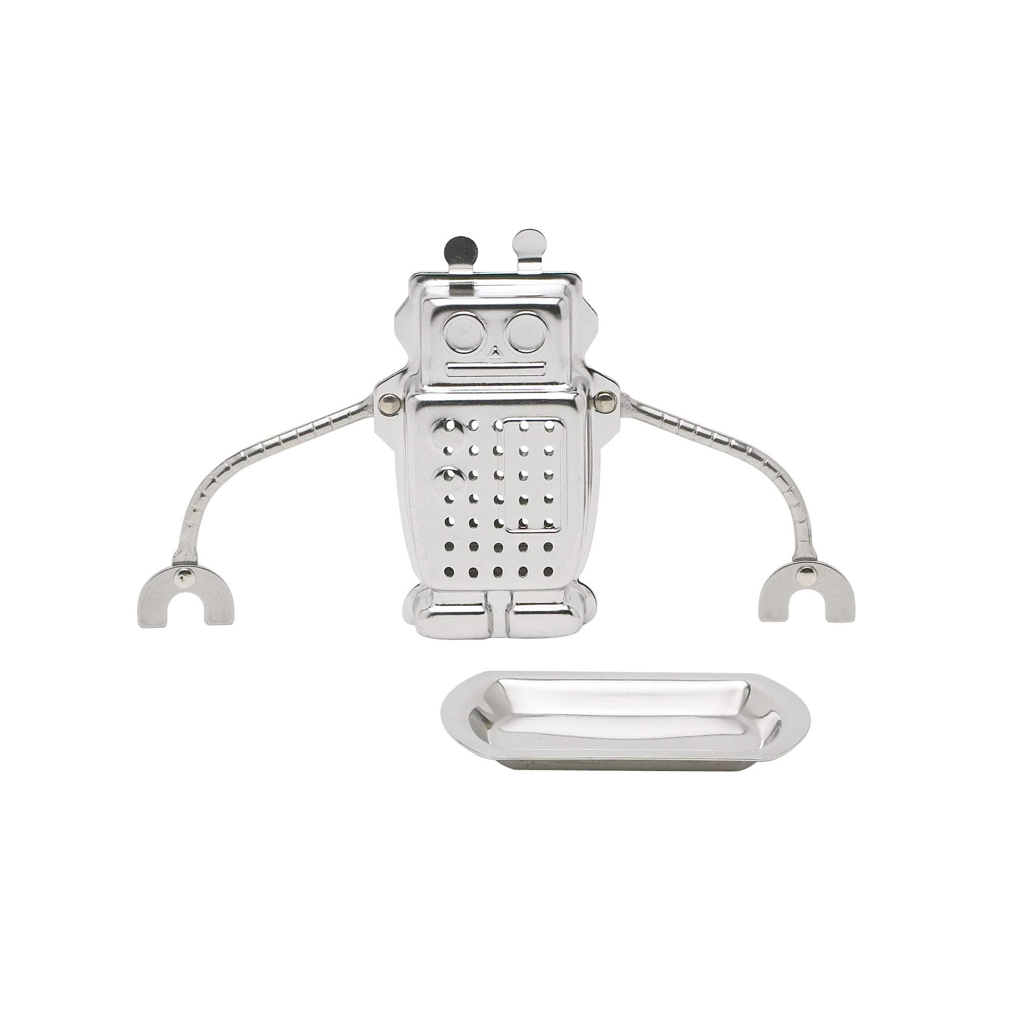 HIC Tea Infuser, Hangin’ Dunkin’ Droid Robot with Drip Tray, Stainless Steel