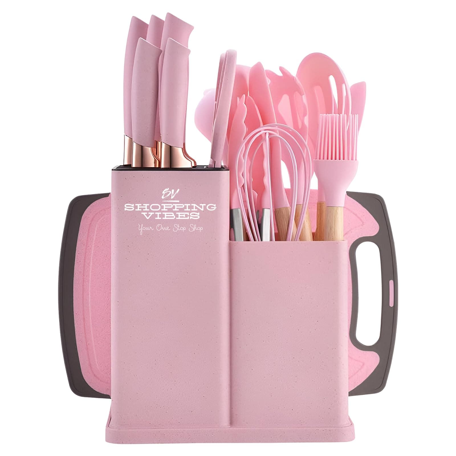 Premium 19pcs Kitchen Utensils Set: Professional & Stylish Chef Tools. Ideal Wedding Gift for Home Chefs. BPA-Free, Non-toxic Silicone Kitchenware to Modernize Your Kitchen (Pink)