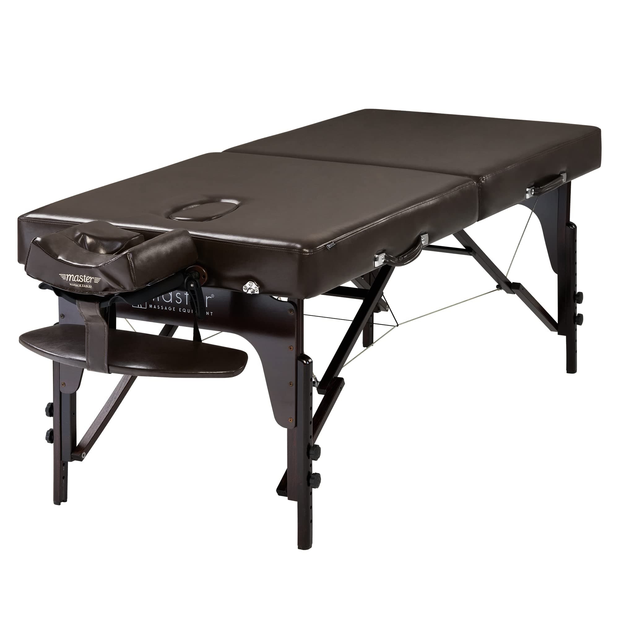 Master Massage 79 cm Supreme Mobile Massage Table Foldable Massage Bed Massage Bench Cosmetic Lounger Portable Beauty Bed Wooden Feet Carry Bag Face Cut-Out Package Brown