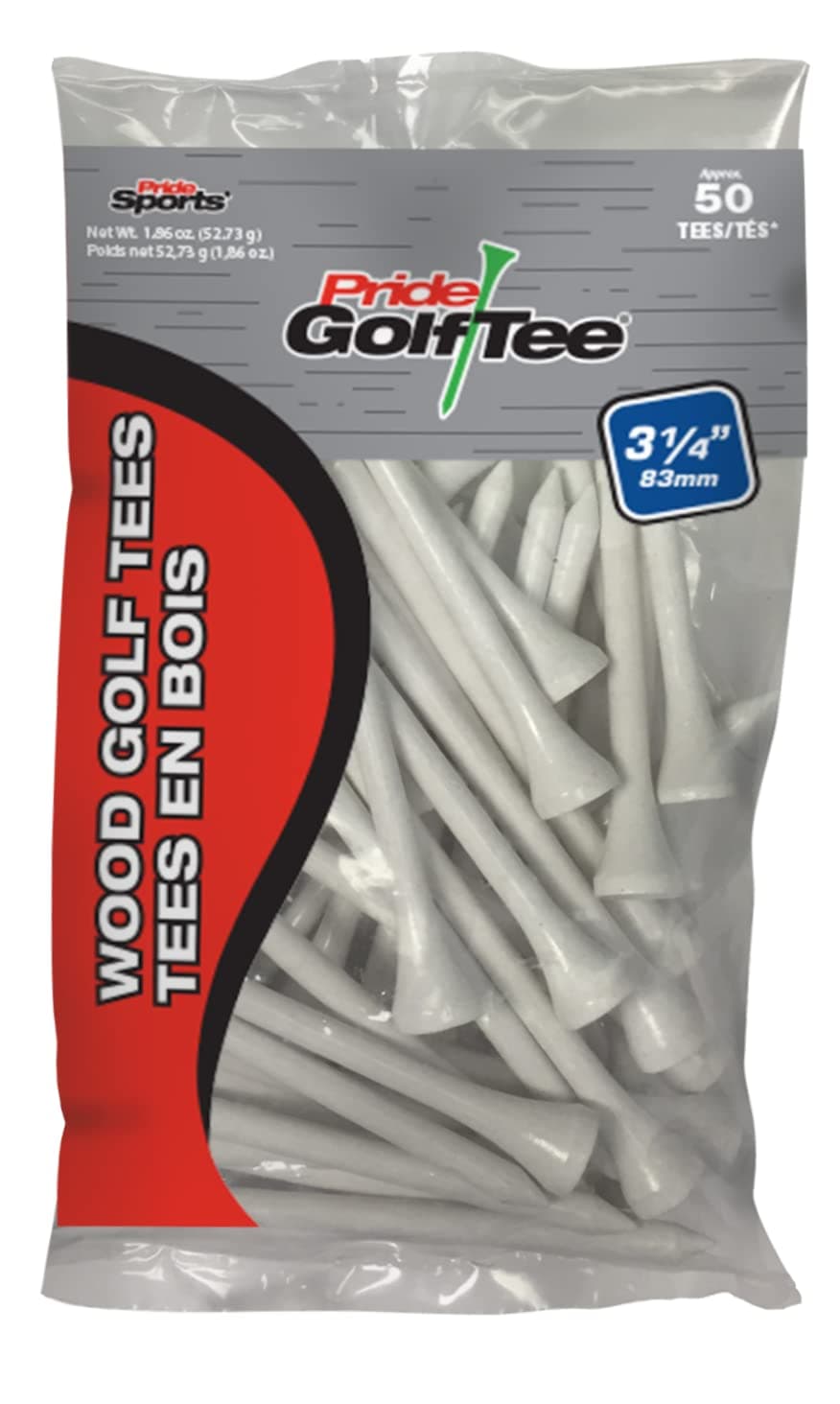 Pride Golf Tee, 3-1/4 inch Deluxe Tee, 50 Count