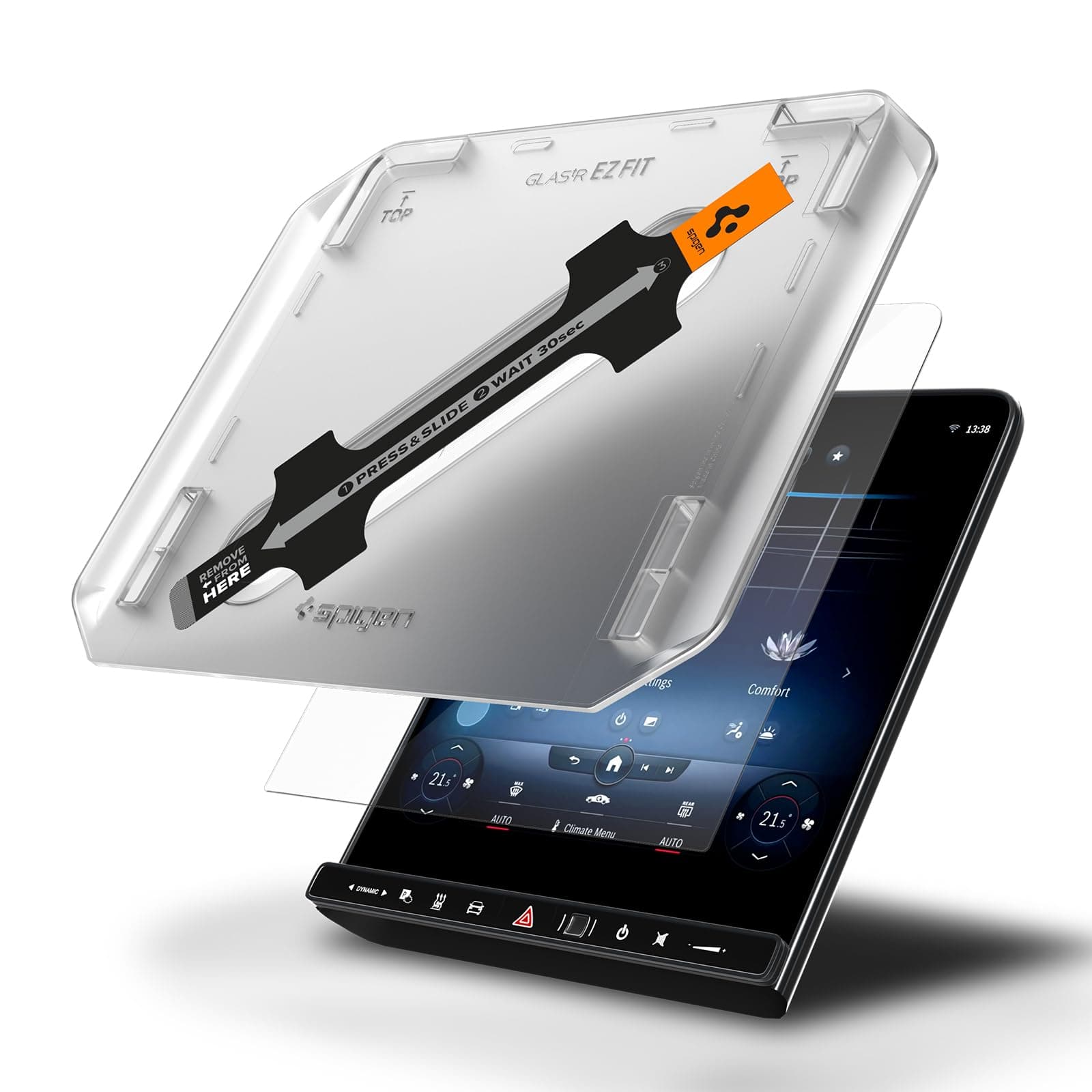 Spigen Tempered Glass Screen Protector [GlasTR EZ FIT] Designed for C Class (2022/2023/2024/2025/2026), GLC Class (2023/2024/2025/2026) 11.9 inch Dashboard Touchscreen - Crystal Clear