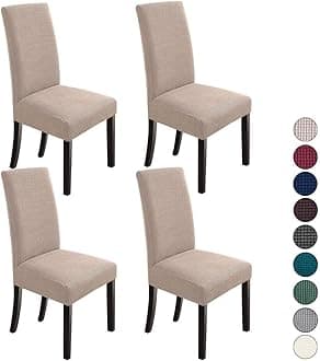 NORTHERN BROTHERS Dining Room Chair Slipcovers Dining Chair Covers Parsons Chair Slipcover Stretch Chair Covers for Dining Room Set of 4,Khaki