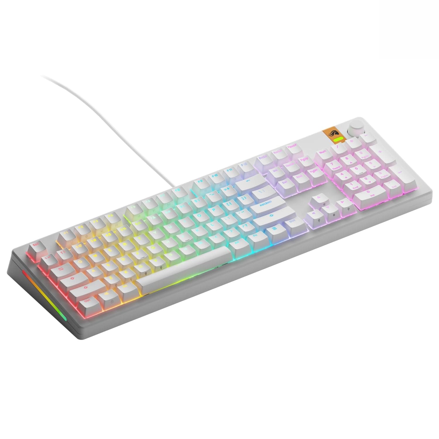 Glorious Gaming - GMMK 3 HE Rapid Trigger Keyboard, Hall Effect, 8K Polling Rate, MX Mechanical & Magnetic Switches, Hotswappable 100% Keyboard, Modular Gasket System, Doubleshot PBT keycaps (White)