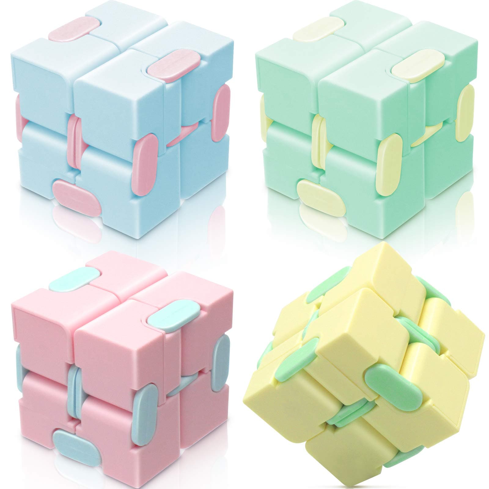 Heruo Infinity Cube Fidget Cube Toy Stress Relief For Adults And Kids - 4 Pieces Magic Puzzle Flip Cube For Add, Adhd, Anxiety Relief And Killing Time