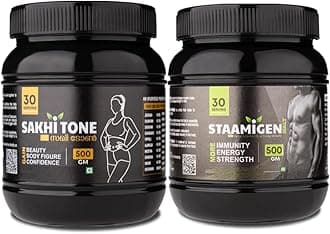 Combo Pack Of Stamigen Malt And Sakhi Tone - Ayurvedic Weight Gainer For Men And Women/ 100% Natural Ingredients/boost Muscle Mass Stamina Appetite ANd Overall Wellness 500Gms x 2 Tubs