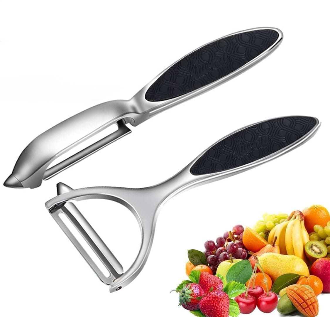 Vegetable Peeler, Potato Peelers for Kitchen Stainless Steel Multi-function Set Fruit Peeler For Kitchen and Household Tools Y & I Shape Swivel Blades with ​2 Orange Citrus Peelers
