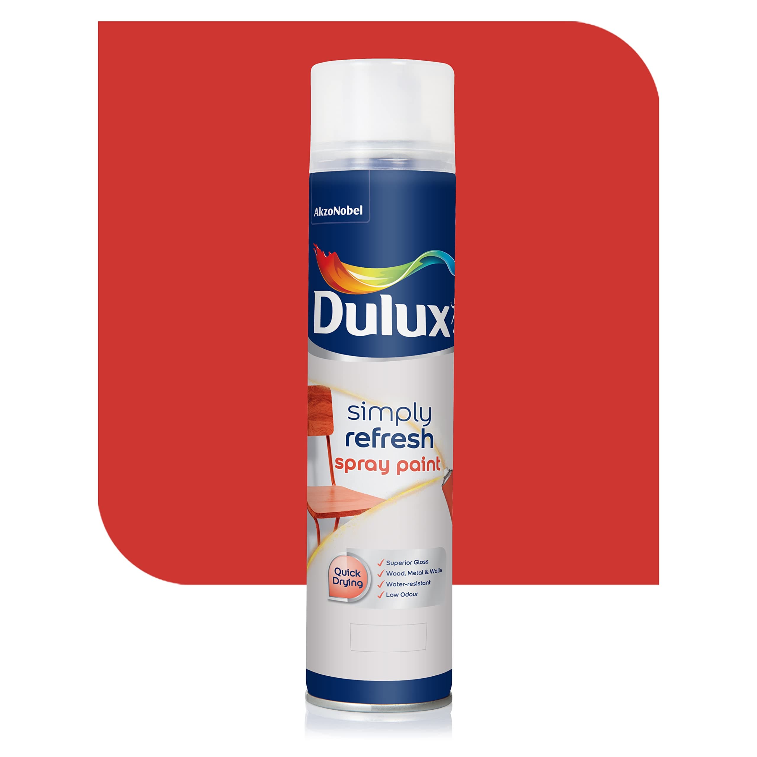 Dulux Simply Refresh Spray Paint | DIY, Quick Drying Gloss Finish for Metal, Wooden Furniture, Plastic, Walls, Cars & Bikes – 400ML (Signal_Red)