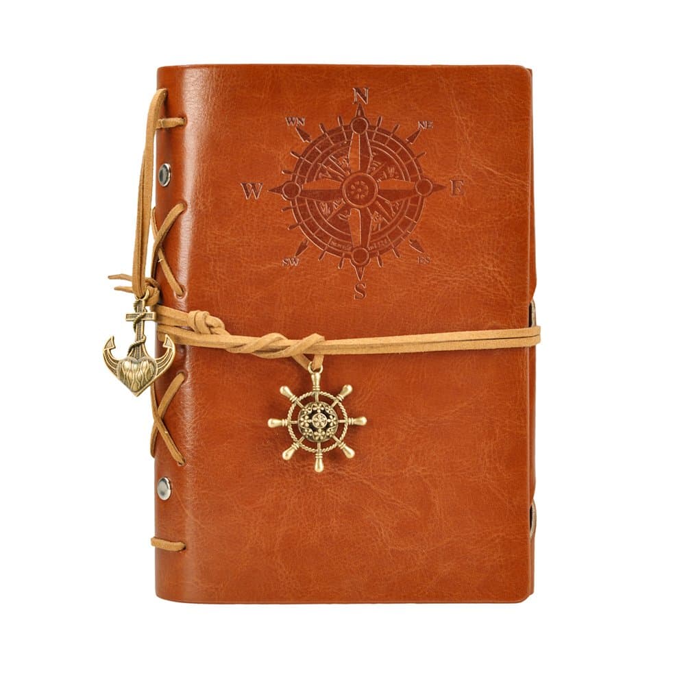 7"x5" Vintage Retro Leather Cover Notebook Journal Blank String Nautical