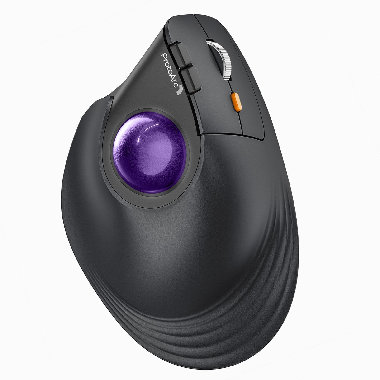 ProtoArc Vertical Wireless Trackball Mouse, EM05 NL Bluetooth Ergonomic Rollerball Mouse Rechargeable Computer Laptop Thumb Mice, 3 Device Connection, Compatible with iPad, Mac, Windows, PC-Purple