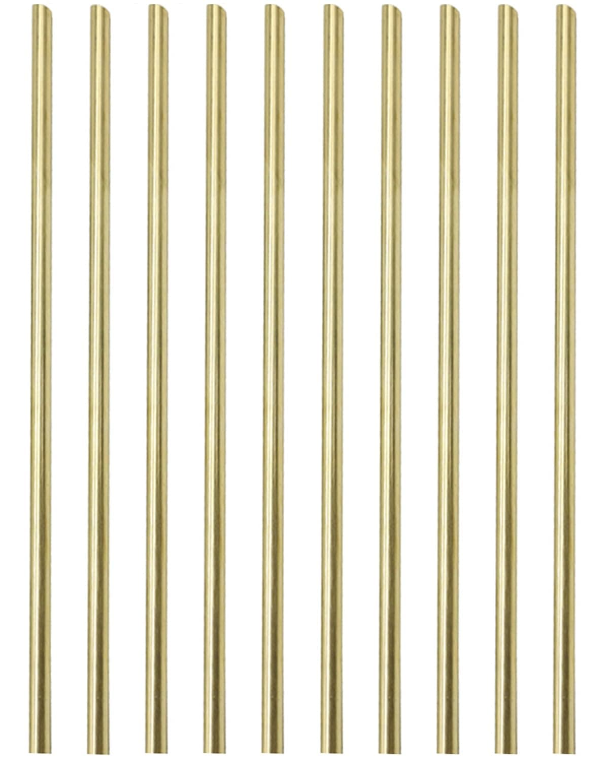 10PCS 1/4 inch Solid Round Brass Rod Lathe Bar Stock Kit for DIY Craft Tool, 6.35mm / 1/4 inch in Diameter 12 inch in Length