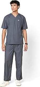 Knya Active Men's 5-Pocket Scrub Suit | Set of Top & Bottom | Half Sleeves | V Neck | Breathable Fabric | Comfortable | Durable | Uniform for Doctors, Nurses and Dentists