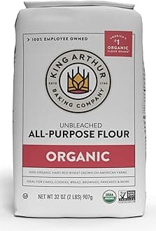 King Arthur, 100% Organic All-Purpose Flour Unbleached, Non-GMO Project Verified, No Preservatives, 2 Pounds (Pack of 12)