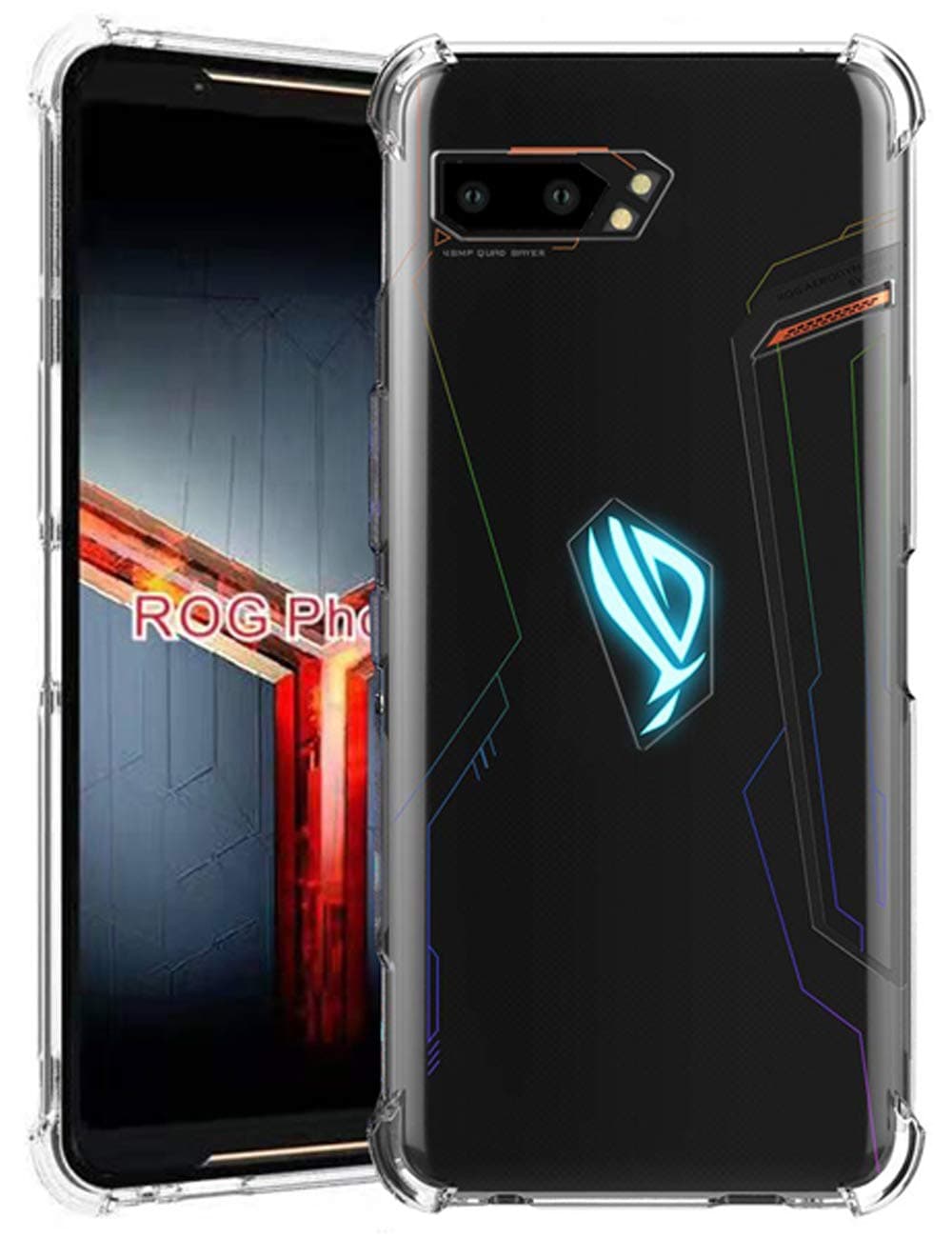 Compatible with ASUS ROG Phone 2 Crystal Clear Case, Slim Flexible Shock Absorption Cover for ASUS ROG Phone II ZS660KL (6.59 inch) 2019 (Clear)