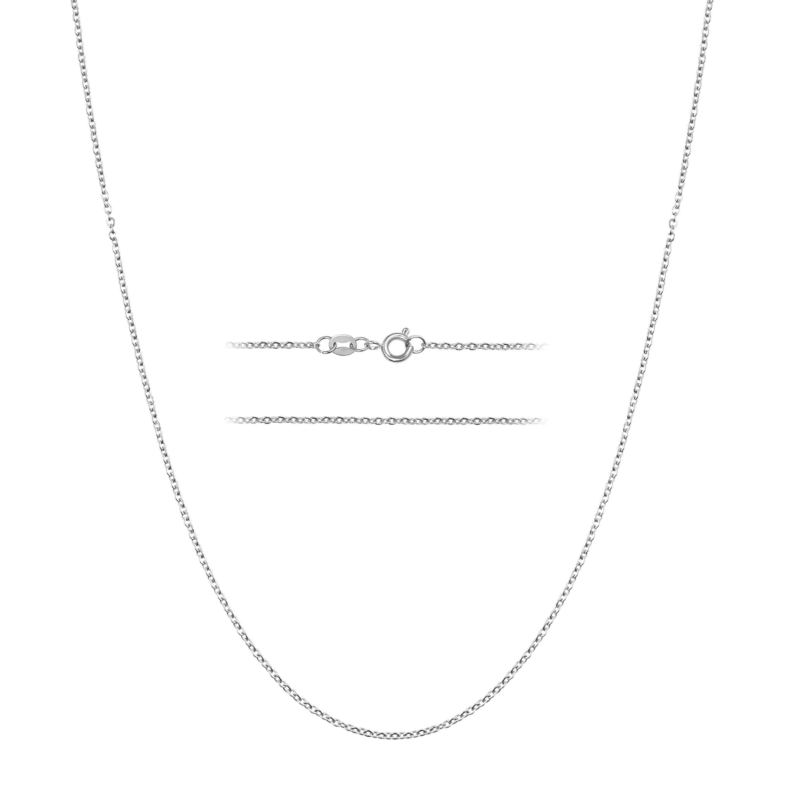 Sterling Silver Cable Link Chain Necklace –Thin, Dainty, Sterling Silver Plated Stainless Steel Jewelry for Women & Men with Spring Ring Clasp
