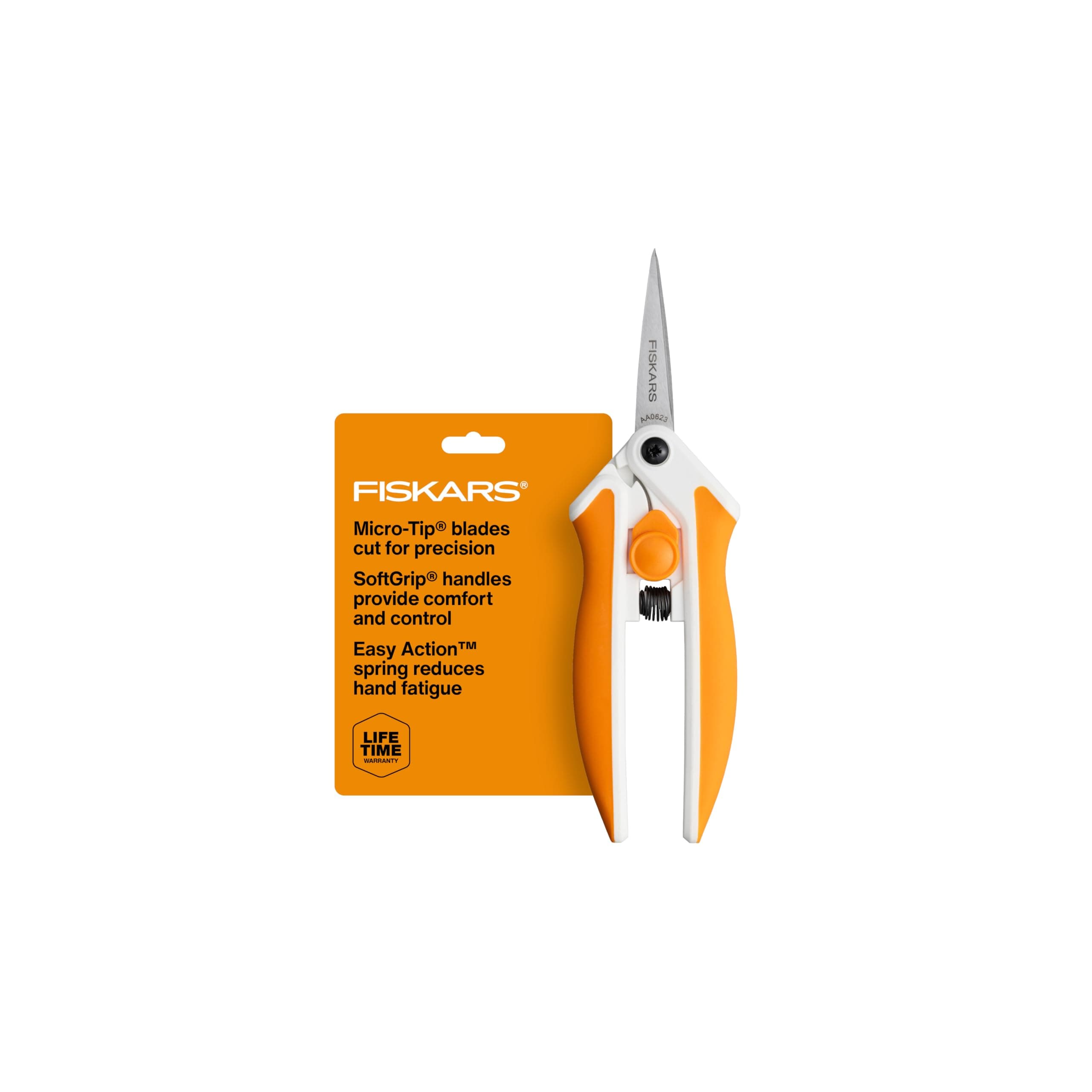 Micro-Tip Easy Action Scissors, Precision Cutting Stainless Steel Blades, SoftGrip Handle