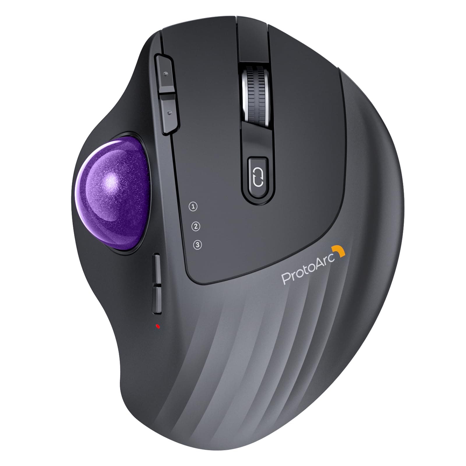 ProtoArc Wireless Trackball Mouse, EM01 NL Ergonomic Bluetooth Rollerball Thumb Mouse Rechargeable Computer Laptop Mouse, Adjustable Angle & 3 Device Connection for PC, Mac, Windows-Purple Ball