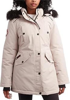 CANADA WEATHER GEARWomen's Long Jacket with Fur Hood - Cozy Parka Coats for Women (S-XL)