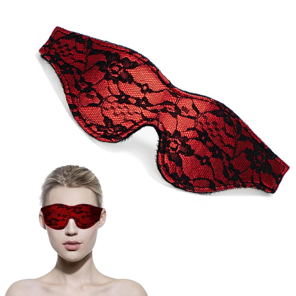 Satin Eye Mask, Soft Comfortable Silk Sleeping Cover Blindfold Tie for Valentine's Day Gift, Sleep Blindfold for Adults Play for Home Travel Office Use for Role Play Travel (Red)