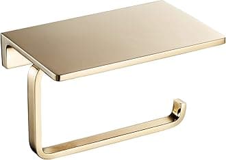 NSODOO Solid Brass Bathroom Toilet Paper Holder and Superior Hotel Style Toilet Paper Roll Holder with Mobile Phone Storage Polished Gold