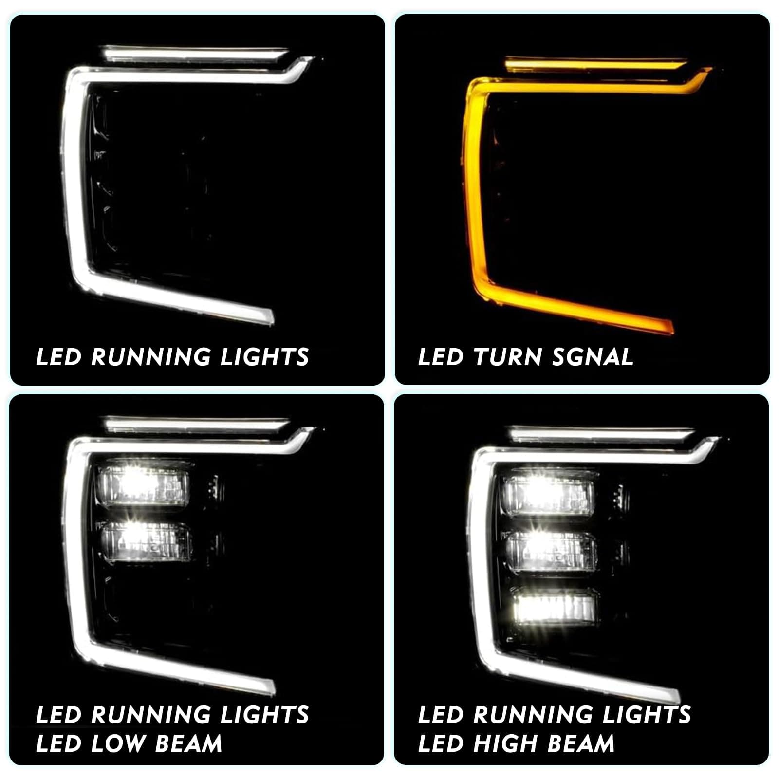 Full LED Headlight Assembly Set for 2021 2022 2023 GMC Yukon/Yukon XL DENALI/AT4 OEM Headlamp Replacement RH (Right/Passenger Side)