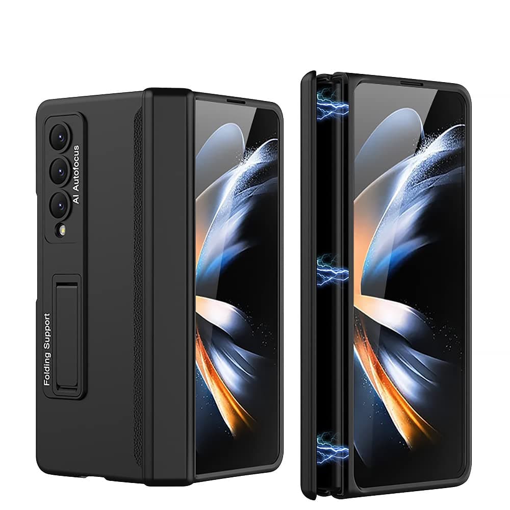 - for Samsung Galaxy Z Fold 4 Case Hinge Coverage Protective with Kickstand PC Magnetic All-Inclusive Shockproof Cover for Z Fold 4 5G (Black)