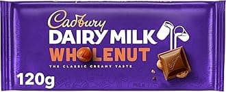 Cadbury Dairy Milk Whole Nut Bar, Whole Hazelnuts Covered in Creamy Milk Chocolate, 120 g Bar (Pack of 1)