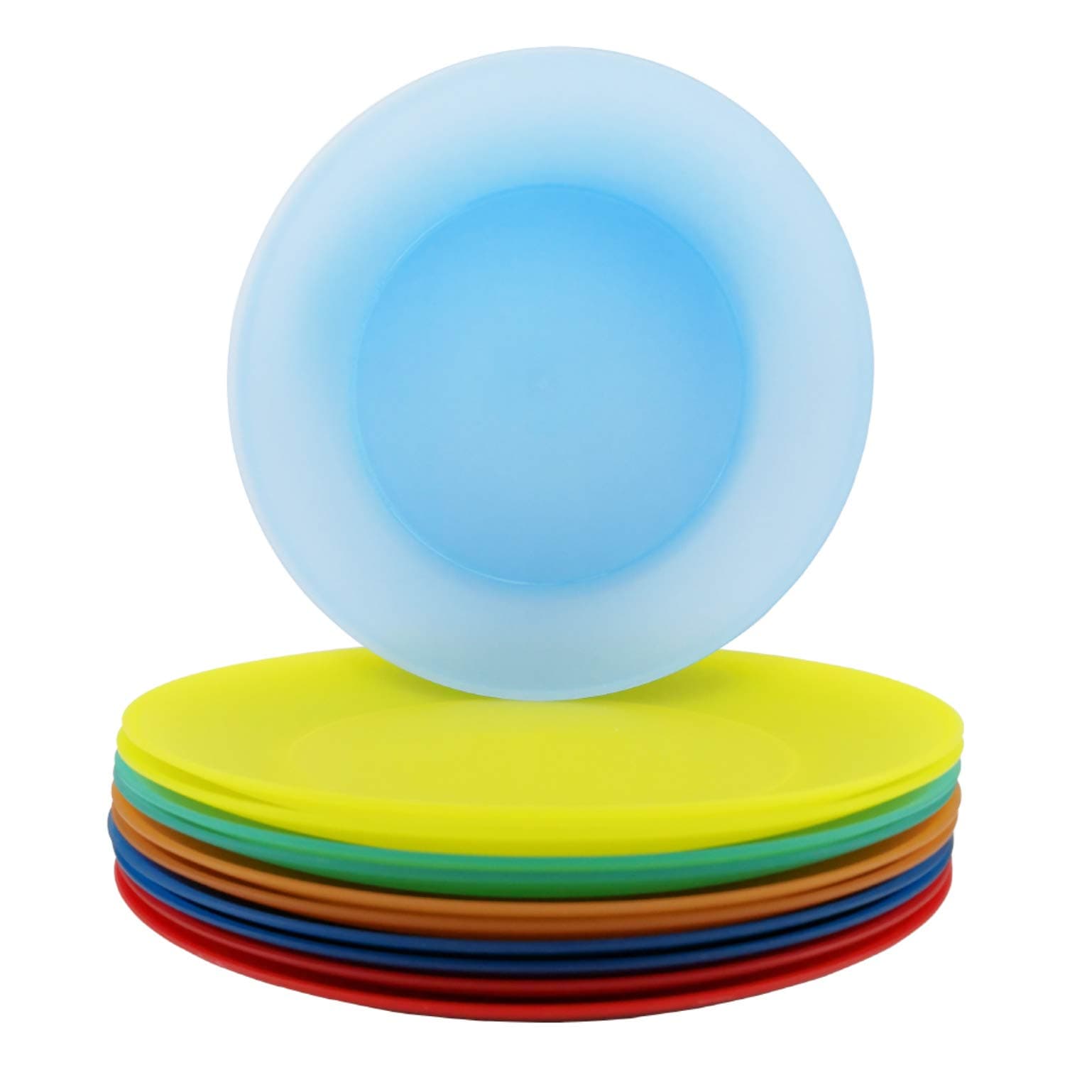 AOYITE 10 inch Plastic Plates Reusable - Lightweight Flat Dinner Plates set of 12 - BPA Free Dishwasher Safe & Microwave Plate for Kids Kitchen Party Camping Outdoor