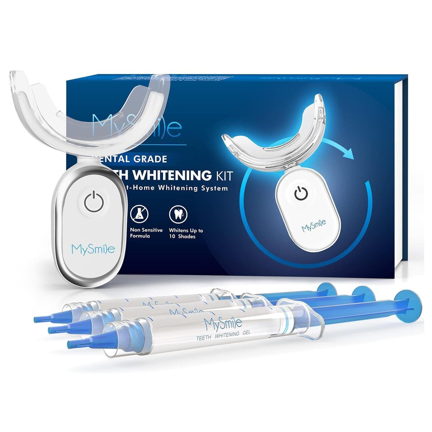 Teeth Whitening Kit for Sensitive Teeth with LED Light, 10 Min Non-Sensitive Fast Tooth Whitener, 3 Carbamide Peroxide Whitening Gel, Powerful Formula, Enamel Safe