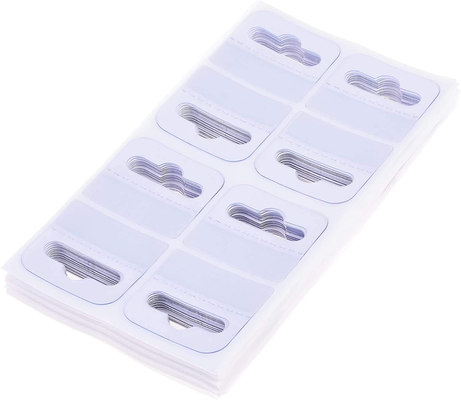 BLUECELL 200 Pieces 1 3/4" x 1 1/2" Clear Slot Hole Adhensive Custom Hang Tabs Tags Hook for Store Retail Display