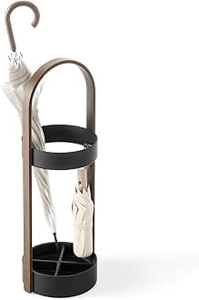Umbra Bellwood Umbrella Stand, Space-Saving Umbrella Stand, Great for the Front Door/Entryway, Black/Walnut