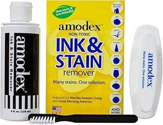 Amodex Ink & Stain Remover Kit, Spot Remover For Clothing, Brush for Ink & Stain Remover, Permanent Marker Remover, Ink Remover For Clothing, Stain Remover Kit Includes: 1 Bottle, 2