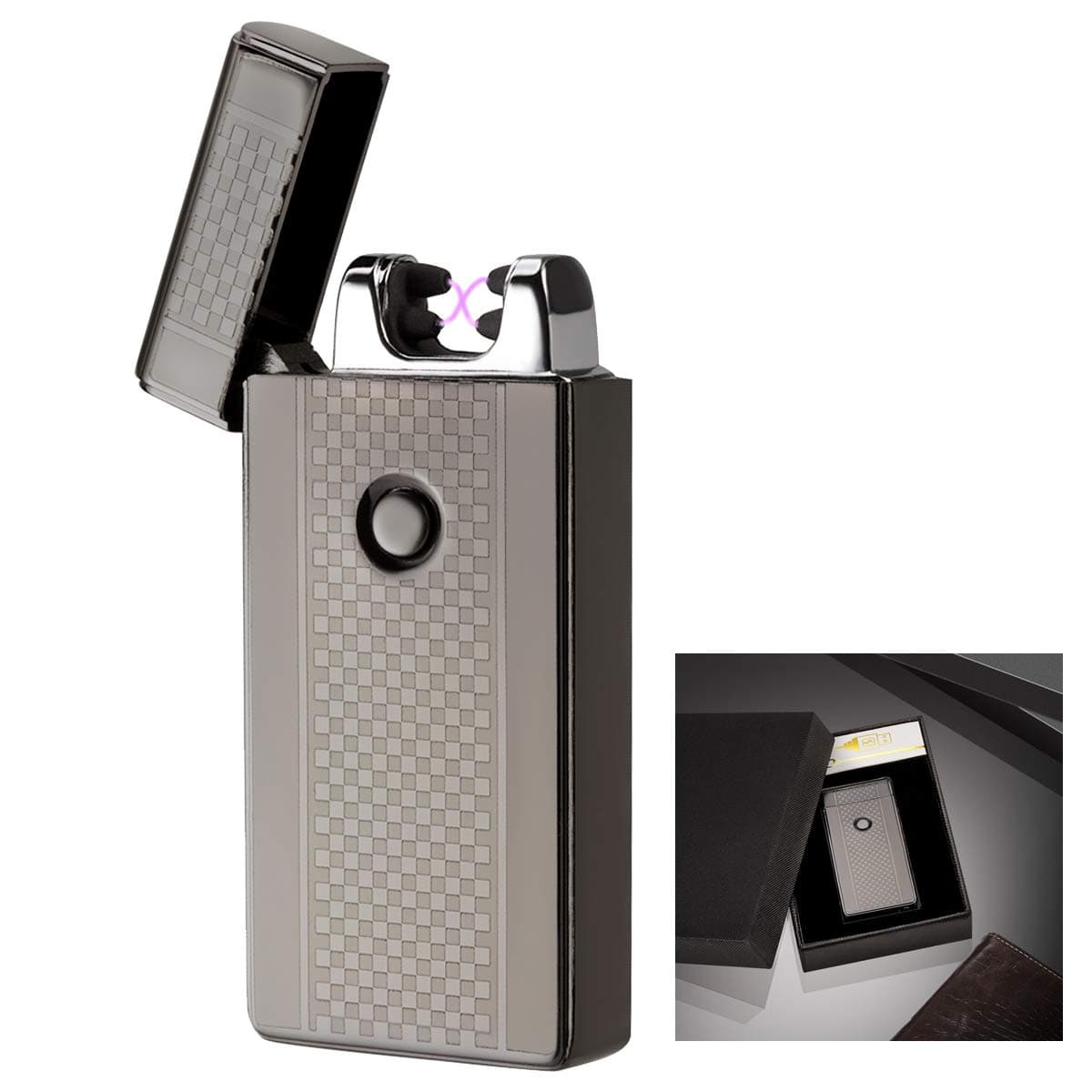 Akunsz Electric Lighter, Double Arc Lighter Usb Rechargeable, Usb Lighter and windproof flameless