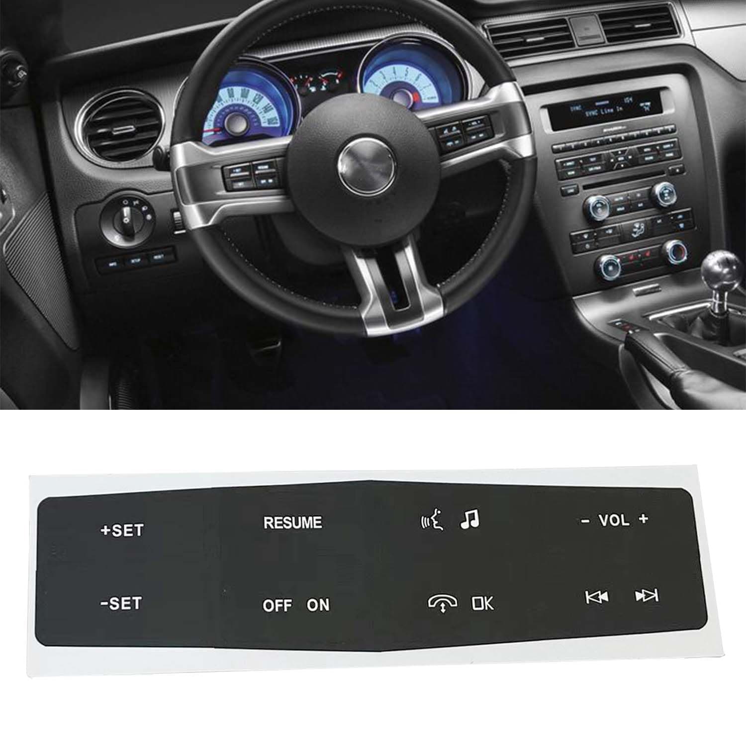 Car Button Stickers Interior Decals Compatible with Ford Mustang 2010 2011 2012 Steering Wheel Switch Control Dash Button Repair Sticker Kit