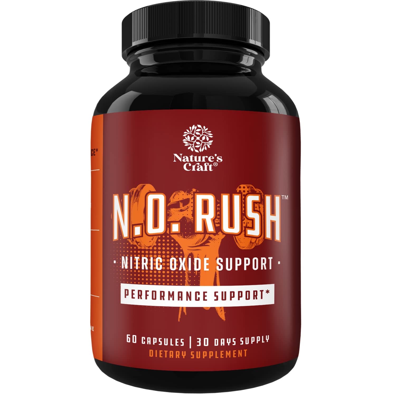 Nitric Oxide Support Pills - Natural Workout Supplement & Exercise Enhancer - Boost Energy Strength Recovery Muscle Builder - Pure L-Arginine & L-Citrulline Amino Acid Capsules - by Natures Craft