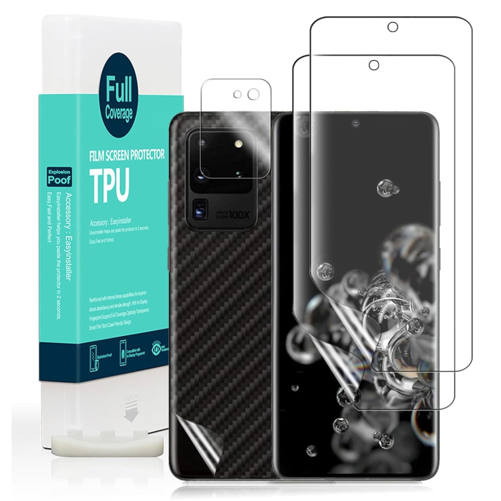 Ibywind 2 Pcs Screen Protector For Samsung Galaxy S20 Ultra 5G 6.9",Flexible TPU Film,With 1Pc Camera Lens Protector,1Pc Back Film,Bubble Free[Easy to install]